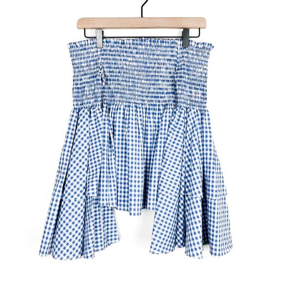 Caroline Constas Appolonia Plaid Off the Shoulder Smocked Top - Picture 8 of 16